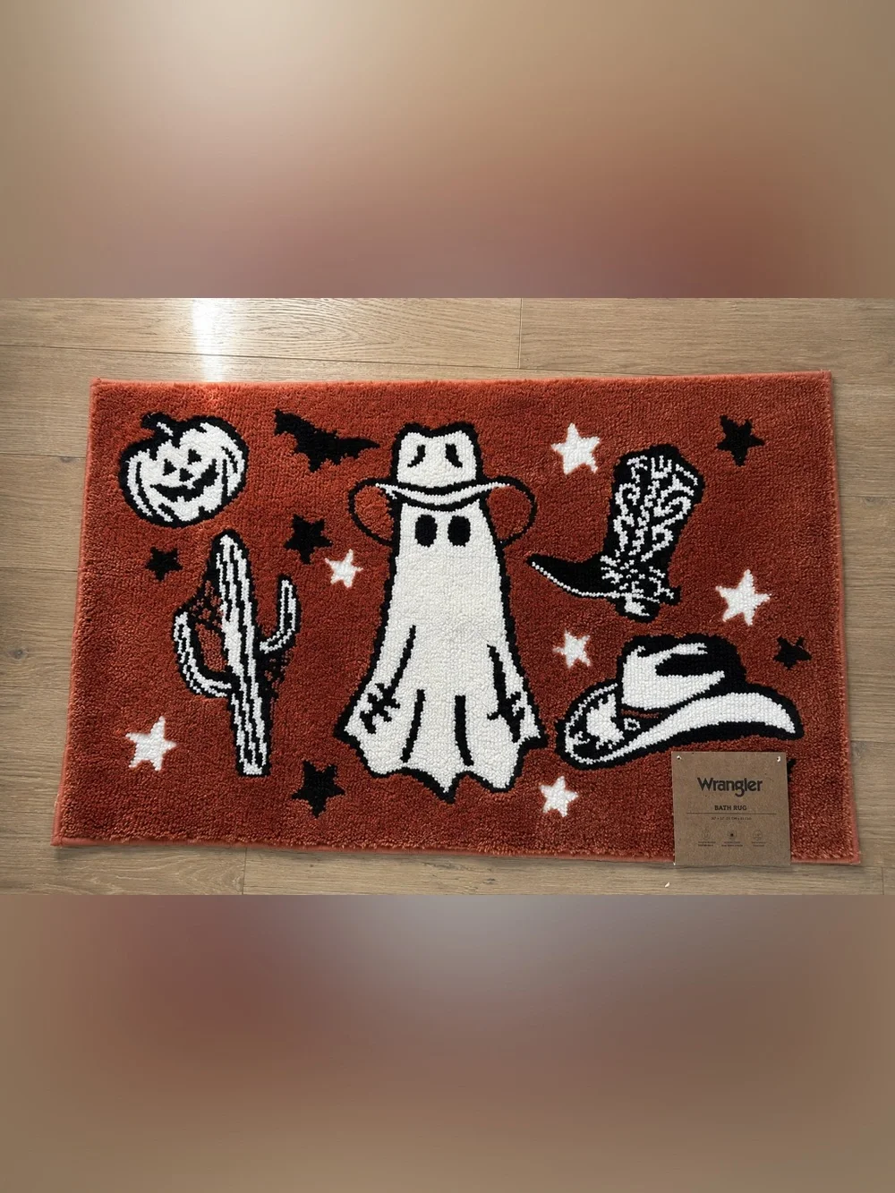 NWT Wrangler Halloween Western Ghost Cowboy Bath Rug 20x32 Spooky Decor